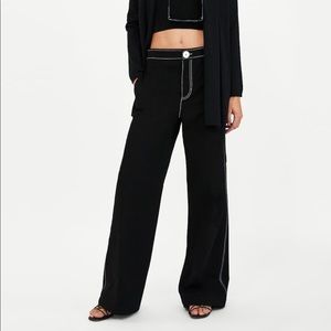 ZARA Black topstitched pants/trousers (XS)